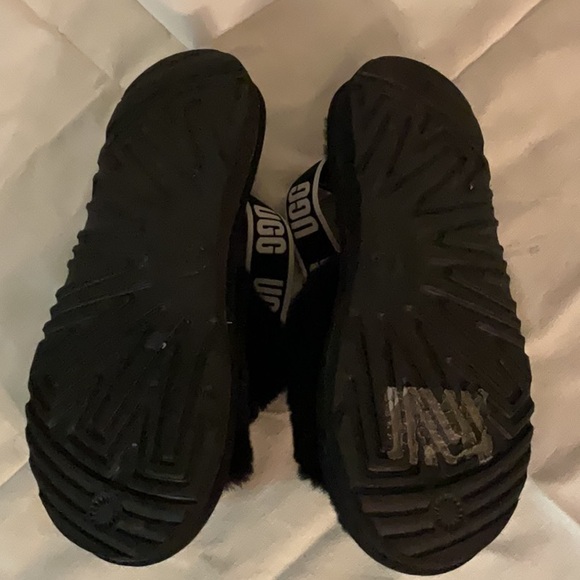 UGG Fluff Yeah Genuine Shearling Slingback Sandals, Size 6, Black - Picture 6 of 7